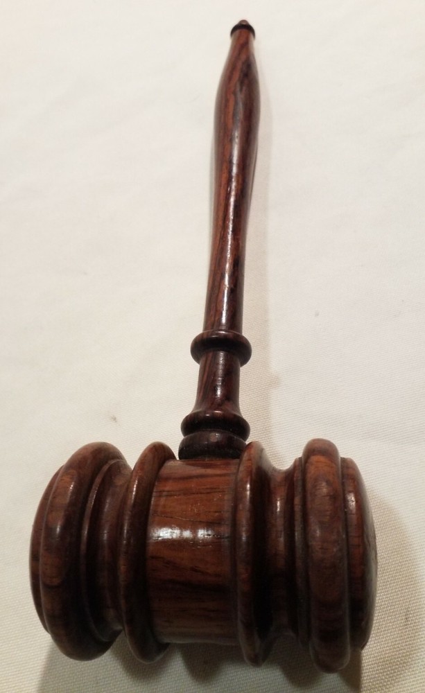 Vintage Solid Wooden Gavel/ Mallet 3x2x10″ Long Hand Turned Dark Brown Wood