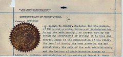 1902 Lycoming County PENNSYLVANIA George Harder LESTER & SAMUEL HARTMAN