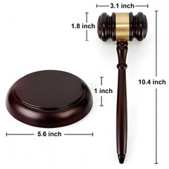 Wooden Gavel with Sound Block Set, Solid Wood Judge Gavel Set, Loud Clear Str…