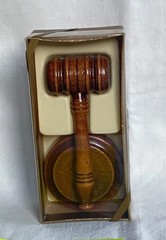 Vintage C.R. Gibson Solid Wood Miniature Gavel & Sound Block