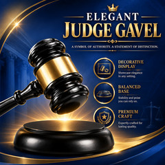 Luxury Courtroom Inspired Gavel Display for Office Library or Professional Space