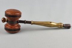 Antique bronze and wood judge or auction hammer,19thC