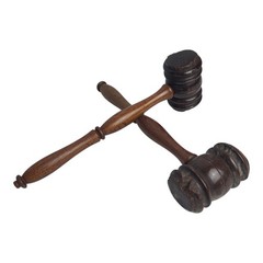 Lot Of 2 Vintage Wooden Judge Gavels Brown Hardwood Mallet Collection Used