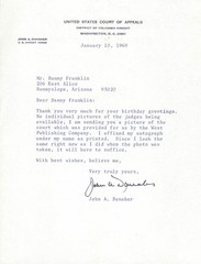JOHN A. DANAHER – TYPED LETTER SIGNED 01/10/1968
