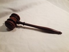 Vintage Solid Wooden Gavel/ Mallet 3x2x10″ Long Hand Turned Dark Brown Wood
