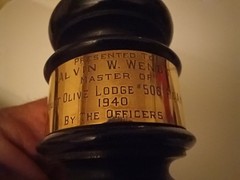 FREEMASON MASTER ALVIN W. WENDT 1940 L.A. LODGE EBONY JUDGES GAVEL MALLET HAMMER