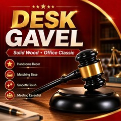 Wooden Gavel Sound Block Set Solid Wood Lawyer Judge Office Desk Gift Decor Set