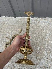 Vintage Cast Metal Arms of Justice Scale Ornate Brass Tone Project For Parts NL