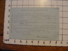 Vintage Early Paper: HOWE & COLLINS 1893 Power of Attorny to transfer stock