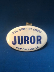 New Orleans Louisiana Juror Civil District Court Button Pin Vintage Blue White
