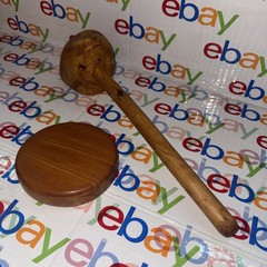handcrafted rustic wooden gavel and matching sound block