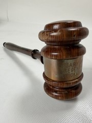 Vintage Judge Gavel Wood Brass Engraved Mary Roddy Chickasha Oklahoma USAO 10in
