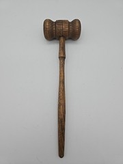 Vintage Solid Oak Wooden Gavel Wood Judge Auctioneer Mallet 11” Meeting Hammer