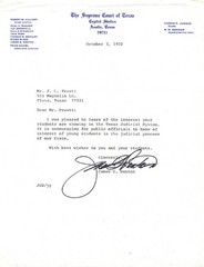 JAMES G. DENTON – TYPED NOTE SIGNED 10/03/1972
