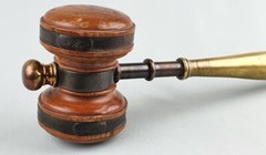 Antique bronze and wood judge or auction hammer,19thC