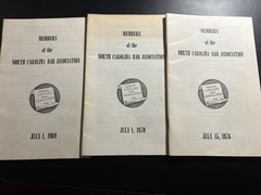 North Carolina Bar Association Membership Directories 1969 1970 1976 3 Vol Set