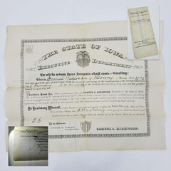 1876 State of Iowa Henry County Samuel Maddock Notary Public Commission HNC7689