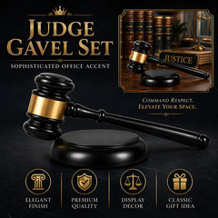 Judge Gavel Set 1 Gavel 1 Base Black Gold Law Office Desktop Display Decor Gifts