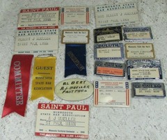 Lot of 17 1930’s – 1950’s Minnesota State Bar Assoc. Meeting Name Tags & Ribbons