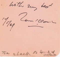RARE! “Supreme Court Justice” Tom C. Clark Hand Signed 3×5 Card Dated 1969