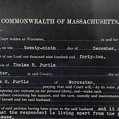 Vintage 1942 Custody Probate Court Worcester Commonwealth Massachusetts Purtle