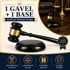 Judge Gavel Set 1 Gavel 1 Base Black Gold Law Office Desktop Display Decor Gifts