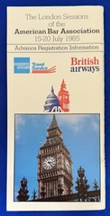 Vintage 1985 London Sessions of American Bar Association Booklet British Airways