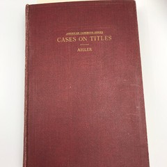 CASES ON TITLES Book Aigler American Casebook Series 3rd Edition 1942