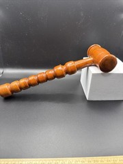Vintage Good Turning Details Red Tone Solid Wood Judge’s Gavel Approx. 11”
