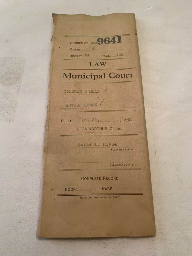 January 21 1941 Municipal Court Record Marshalltown Iowa