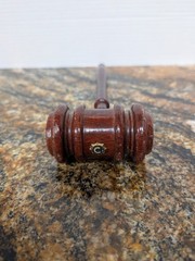 Vintage Solid Wooden Gavel/ Mallet 3x2x10″ Long Hand Turned Dark Brown Wood