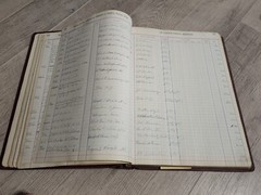 1941 CLINTON COUNTY MISSOURI HUGE LEATHER BOUND ABSTRACT OF FEES COURT LEDGER