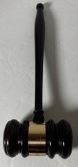 Dark Brown Solid Wooden Gavel with Brass Trim