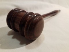Vintage Solid Wooden Gavel/ Mallet 3x2x10″ Long Hand Turned Dark Brown Wood