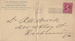 USA 1893 ADVERTISING COVER RANDOLPH CO. BOOK SELLERS RICHMOND VA FOLDED