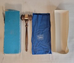 Vtg Solid Wood Gavel 10”W/Box POS Inscribe Temple Treasures F.N.KINSTNER Chicago