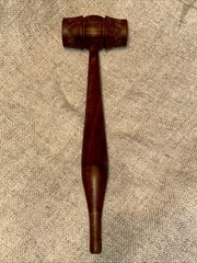 Vintage Decorative Wooden Mallet Hand Turned Carved Barrel Form Gavel