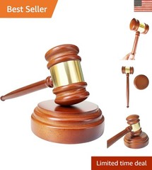 Solid Wood Gavel Set with Block – Traditional Design for Authority in Meetings