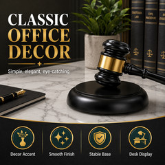 Decorative Courtroom Gavel with Sound Block Professional Office Desk Accent
