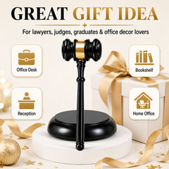 Premium Decorative Gavel and Base Set Office Desk Ornament Legal Theme Gift