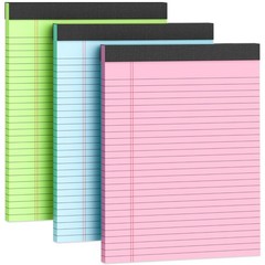Legal Pads 8.5 x 11 Colored Note Pads, 3 Pack Writing Pads 8.5 x 11 in, Pink Leg