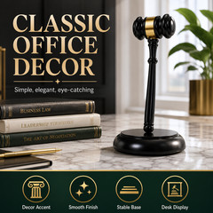 Classic Judge Gavel Desk Decor Display Ornament with Base for Office Home