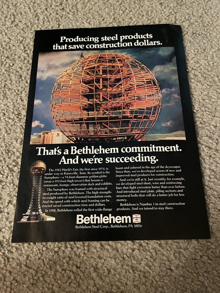 Vintage 1982 BETHLEHEM STEEL PLANT PRINT AD 1980s