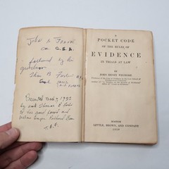 Wigmores Pocket Code of Evidence Law 1st Ed 1910 Antique Book w Inscriptions SEE