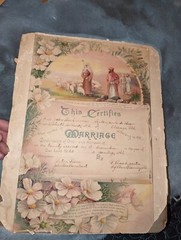 Antique Family Collectable Photograph & 1920 Illinois Marriage Certificate