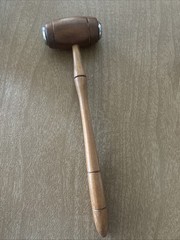 Vintage Judge/Auctioneer Gavel With Metal Strike Plates