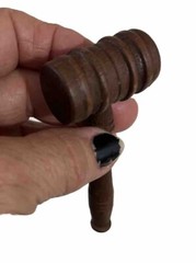 Vtg Solid Wood Wooden 4” Long Fraternal Judge Lawyer Auctioneer Home Decor Gavel