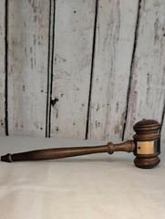 Vtg Solid Wood Gavel 10”W/Box POS Inscribe Temple Treasures F.N.KINSTNER Chicago