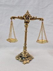 Vintage Brass Scales of Justice Lawyer Office Decor Mini Gold Antique Balance