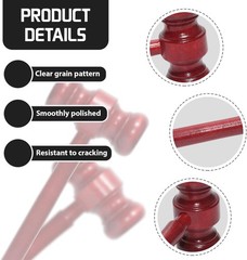 Gavel Set of 2, 6.6 Inch Solid Wood Judge’s Gavel, Loud & Durable for Courtroom,